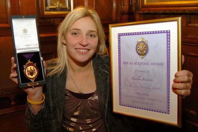 Elite paralympian Shelly Woods, pictured in 2008 with a Civic Medal for sporting achievements. Born in Layton, Shelly competed in two Paralympic Games, Beijing in 2008 and London in 2012, where she won three medals