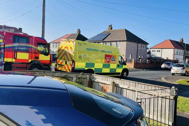 Fire and ambulance crews joined police at the scene in Southfleet Place, Fleetwood on Monday evening (May 15). Picture credit: Ross Cooper