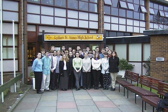 Pupils outside the school building