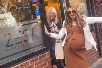 Charlotte and her mum Tracey leaving Zest hair salon. Image: @charlottedawsy on Instagram