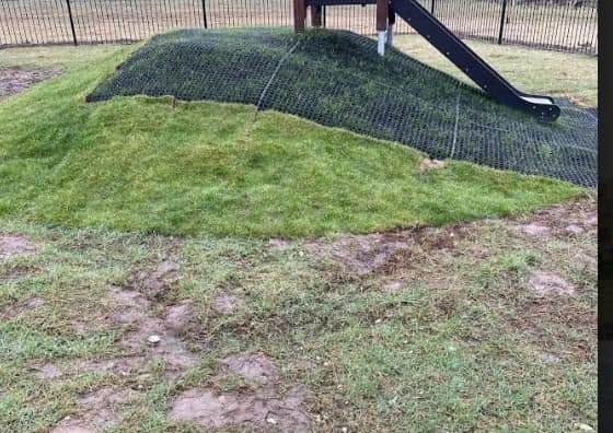 Residents on the Hawley Gardens estate aren't happy with the new - and long delayed - play area.