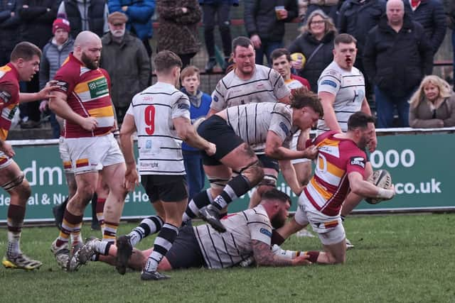 Fylde matchwinner Greg Smith in action against Preston Grasshoppers Picture: Chris Farrow/ Fylde RFC