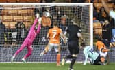 Dan Grimshaw made a key save in Blackpool's win against Fleetwood (Photographer Lee Parker / CameraSport)