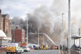 Firefighters tackling a blaze at the abandoned New HacKetts Hotel on Queen's Promenade in Blackpool on Monday afternoon (April 24.)