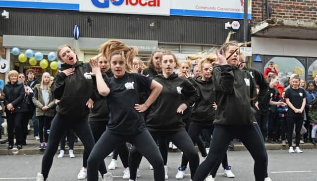 Dancers on Church Street from Conisbrough.