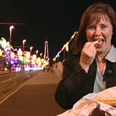 Fish and chips, Blackpool style. Blackpool's own Coleen Nolan shows how it's done back in 2003