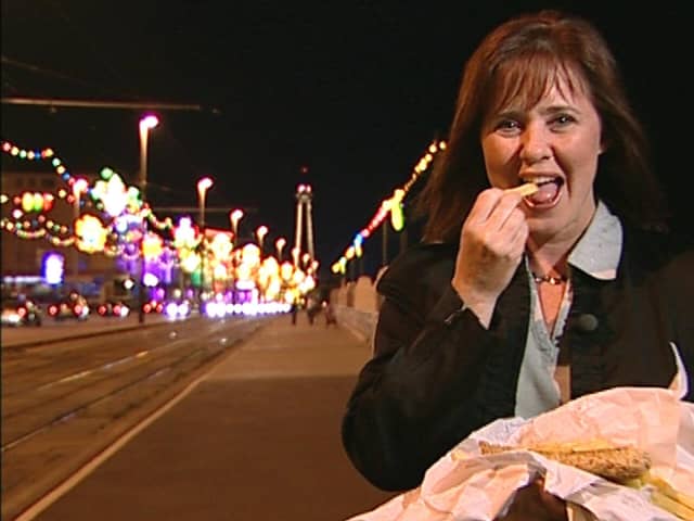 Fish and chips, Blackpool style. Blackpool's own Coleen Nolan shows how it's done back in 2003