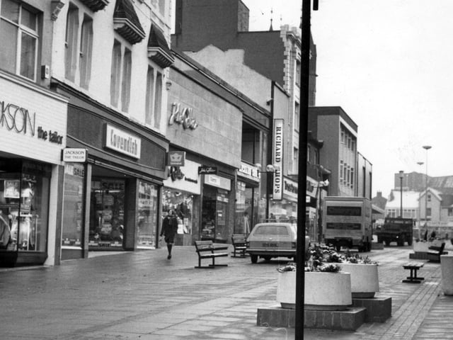 Four neighbouring shops - Jackson the Tailor, Cavendish furniture, John Collier and Richard Shops in 2000