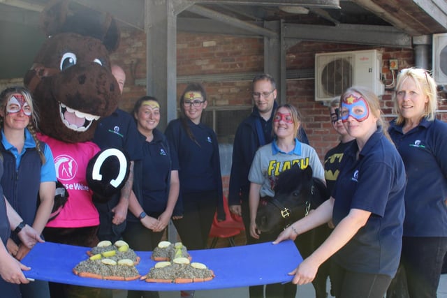 A special 21st birthday pony cake is served up by staff and visitors