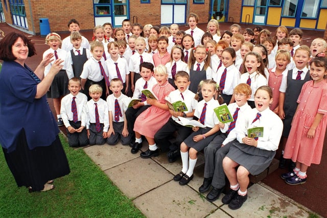 Clifton County Primary School Choir and their Musical Co-ordinator Brenda Paine, who were involved in the "Schoolsong 2000" Festival in Manchester