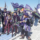 These UNISON members are also morris dancers whose message is Morris Against Boris