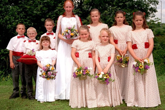 Gala queen Joanne Hems,12, with her retinue at Catterall gala