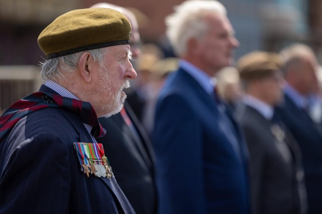 A veteran at the event in Blackpool marking the 40th anniversary of the  Falklands War