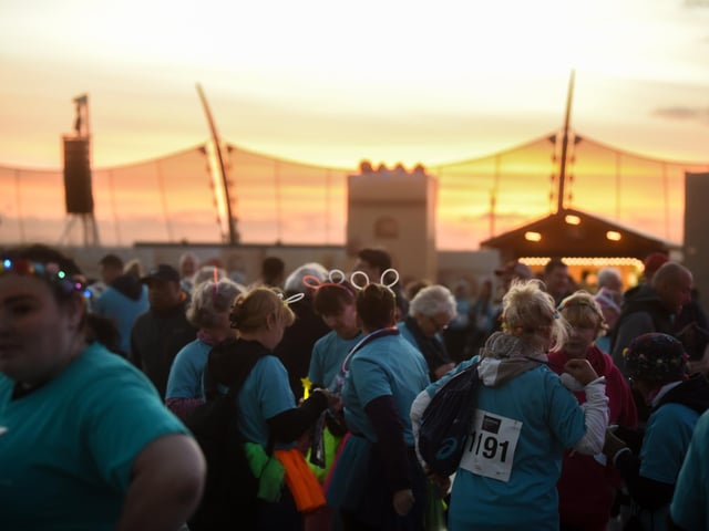 The sun sets on the walkers
