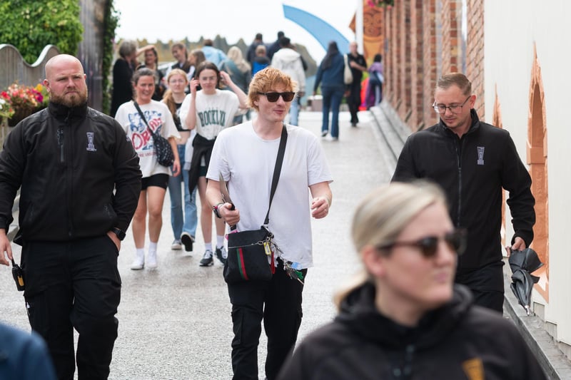 The Ed Sheeran look-alike, who was accompanied by a number of security officers, was mobbed by excited fans requesting selfies and taking videos during a day at Blackpool Pleasure Beach at the weekend. (Picture by Dan Oxtoby Photography)