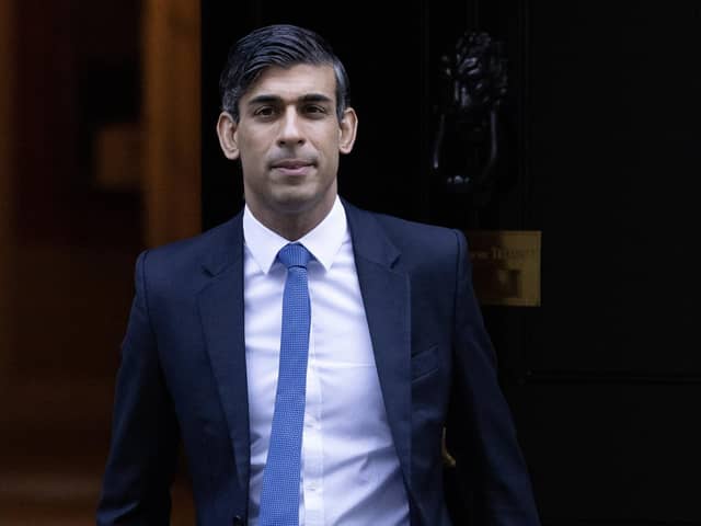 LONDON, ENGLAND - JANUARY 18: Britain's Prime Minister, Rishi Sunak, leaves 10 Downing Street to attend Prime Minister's Questions in the House of Commons on January 18, 2023 in London, England. (Photo by Dan Kitwood/Getty Images)