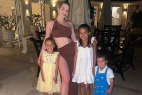 Helen Flanagan with her children Matilda, eight, Delilah, five and Charlie, two. Credit: Helen Flanagan on Instagram.