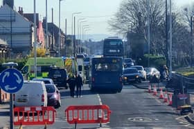 Emergency services at the scene of the crash in Poulton Road, Fleetwood this morning (Tuesday, April 4)