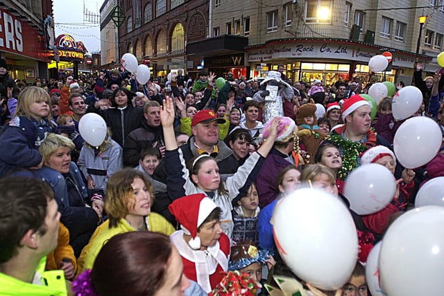 Crowds gathered at the Blackpool Christmas lights switch on at the start of the Millennium