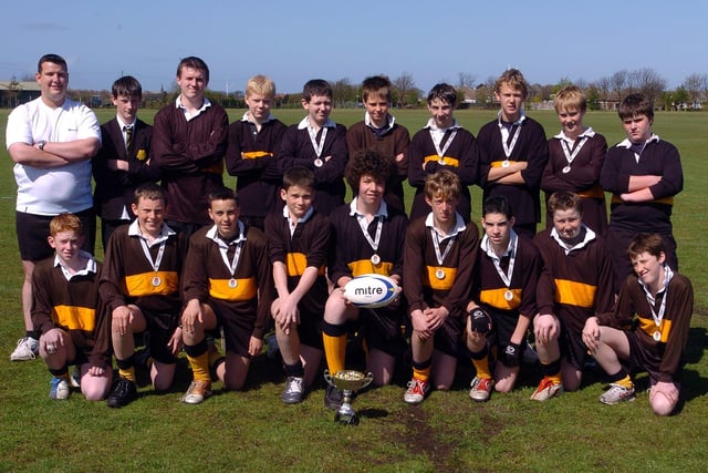 Lytham St Annes High School U13s rugby team at Lytham St Annes High School in 2005. The team had won the NW emerging schools championships and were representing the NW at Twickenham. With them is their coach Chris Connaughton