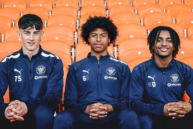 Harvey Bardsley, Johnson Opawole and Dannen Francis have all signed professional contracts with the Seasiders. Picture: Blackpool FC