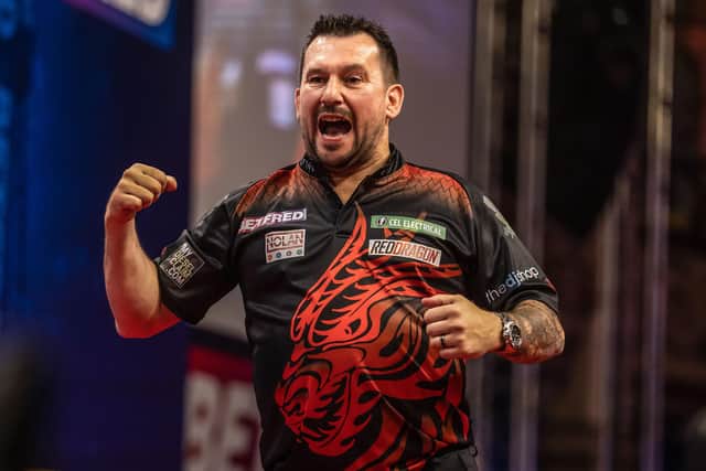 Jonny Clayton took his place in the last eight of the Betfred World Matchplay in Blackpool Picture: Taylor Lanning/PDC