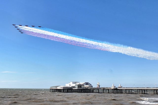 The Red Arrows over the sea in 2017