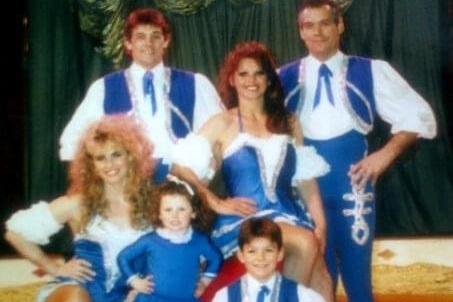 Romy during her childhood at the circus pictured with her family (from left), mum Kim Bauer, dad Max Bauer, auntie Christine Tonelly, uncle Tony Tonelly, and cousin Tony Tonelly Jr.