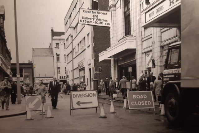 Coronation Street with a diversion in place. Trueform Shoes in the far distance