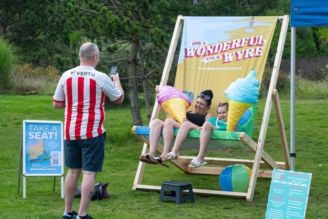 Having fun in the giant deckchair at the Fylde Coast Food and Drink Festival at Fleetwood's Marine Hall. Photo: Kelvin Lister-Stuttard