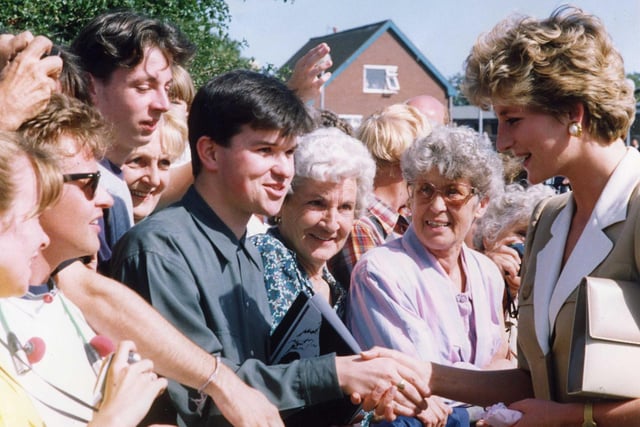 Princess Diana with the crowds near Trinity Hospice, Blackpool
