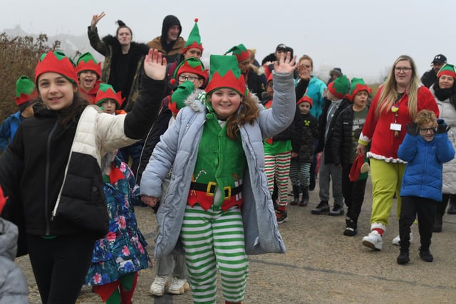 Mums and dads join the Elf run at Chaucer School, Fleetwood Photo: Neil Cross
