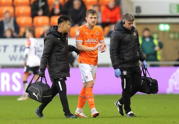 Jordan Thorniley was one of THREE players forced off against Luton yesterday