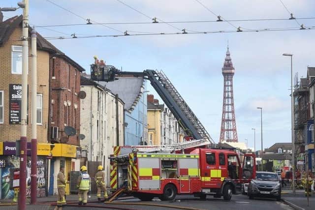 Firefighters at the scene of a blaze in Blackpool