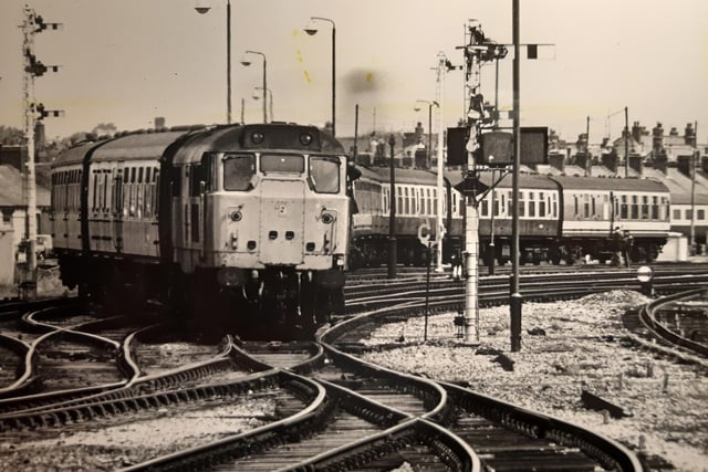 This was the excursion train being towed away after it crashed into the buffers on the platform at Blackpool North in 1987