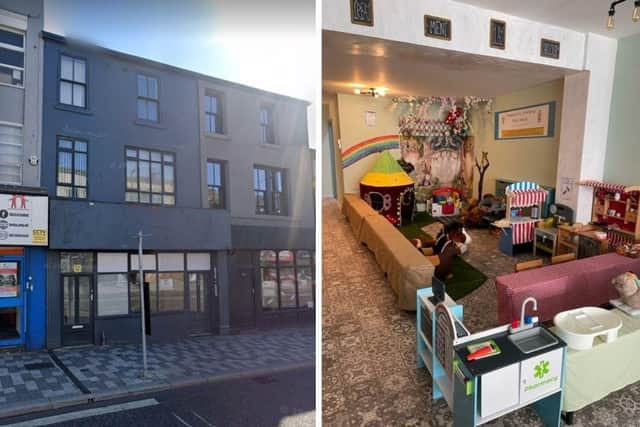 Left: 64-66 Talbort Road before Sweet Treatment moved in. Right: inside the venue.