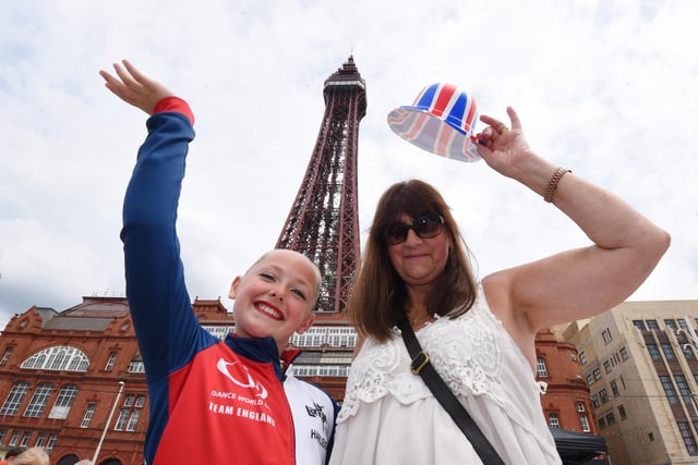 Harleigh-Mae Bishop, 10, and Elaine Bishop get into the spirit of the event