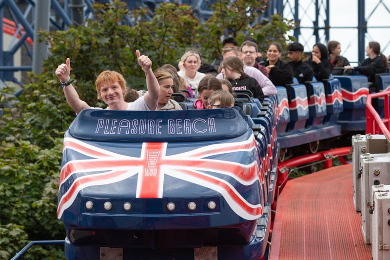 A thumbs up from 'Ed' as he finishes riding The Big One at Blackpool Pleasure Beach - the UK's biggest roller coaster. (Picture by Dan Oxtoby Photography)