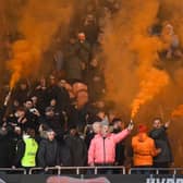 Smoke bombs were let off both prior to kick off and during the 55th minute