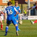 Fleetwood Town midfielder Callum Camps sends an effort at goal Picture: Sam Fielding/Prime Media Images