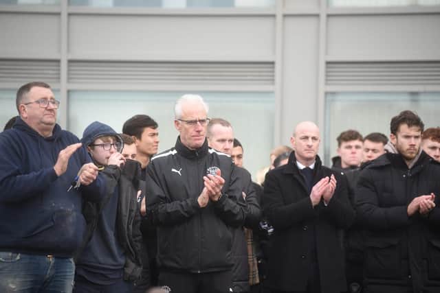 Blackpool boss Mick McCarthy attends the memorial service for Mr Johnson