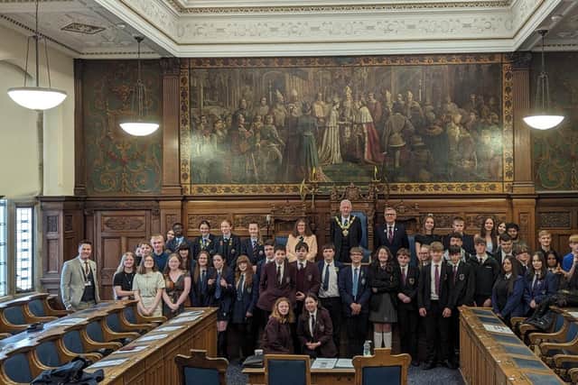 Participants of the final debate with the Mayor, Mayoress, and Deputy Mayor of Blackpool