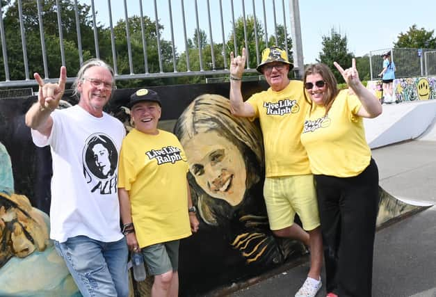 Festival organisers and family members at RalphFest, held in memory of Ralph Roberts. From left, Ralph's parents Neil and Fiona Roberts, uncle David Roberts and sister Stephanie.