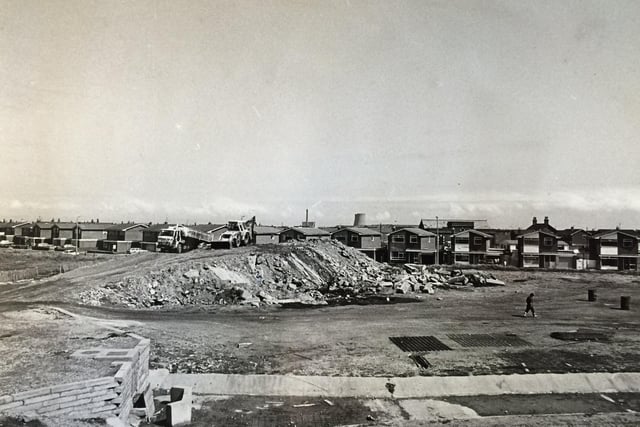 Rubble on Princes Way, Rossall, in 1981 as the sea defence work was going on