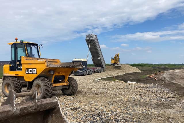 Stone being delivered to the site of the M55 Heyhouses link road