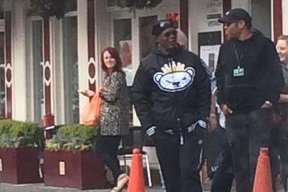 Samuel L Jackson outside Henry's Bar and Grill in Lytham back in 2015 when he was in town for the filming of Tim Burton's Miss Peregrines Home For Peculiar Children