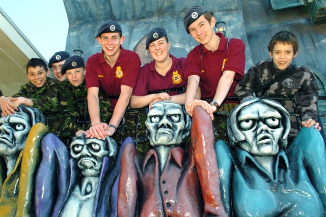 Members of 177 Blackpool Air Cadet Squadron taking part in the St Dunstan's Challenge at Blackpool Pleasure Beach