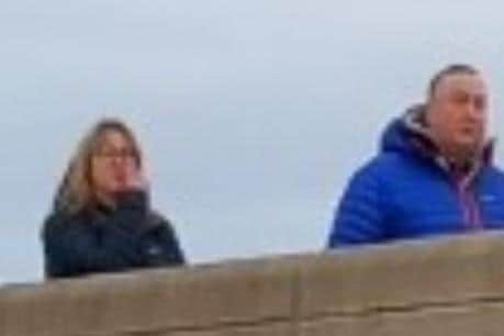 Police are appealing for information to identify this man and woman after a teenager was knocked off his motorbike in Fleetwood (Credit: Lancashire Police)