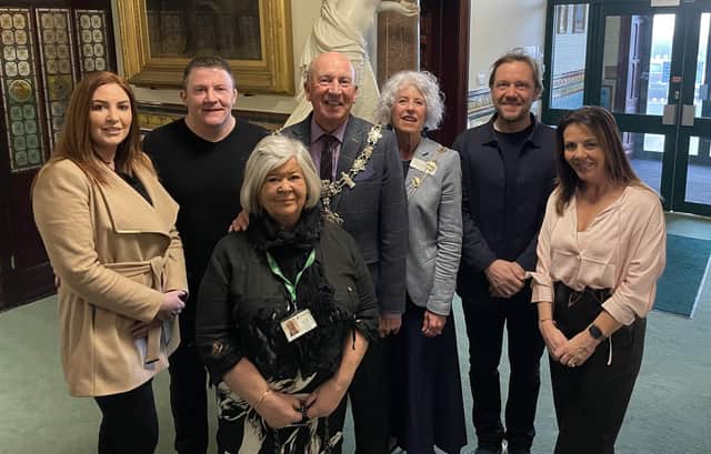 Fylde mayor Ben Aitken and mayoress Bernadette Nolan with a group of volunteers at one of the receptions at the town hall.