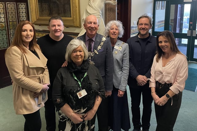 Fylde mayor Ben Aitken and mayoress Bernadette Nolan with a group of volunteers at one of the receptions at the town hall.